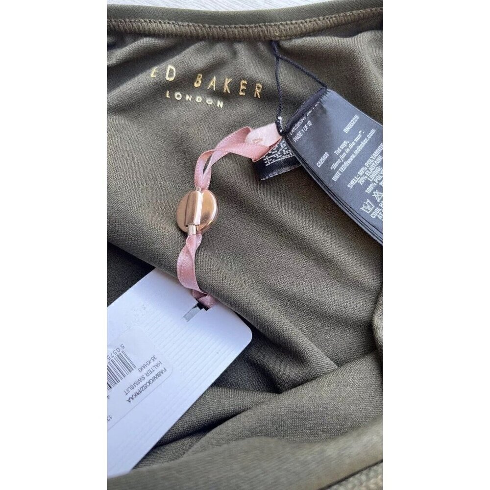 Ted Baker London Pikaa Halter one piece Swimsuit Khaki size 4 = US Size 10 - Picture 8 of 11
